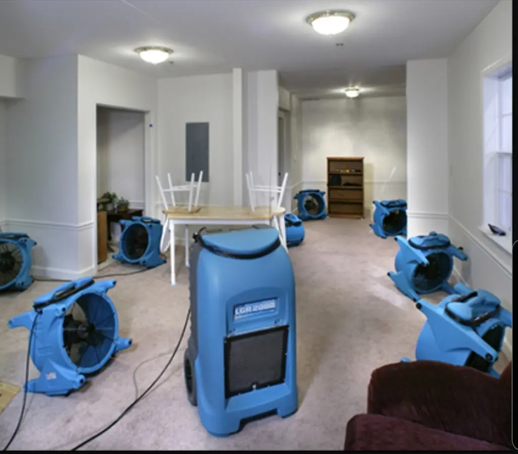 Air movers and dehumidifier setup for Water Damage Restoration in Ellensburg